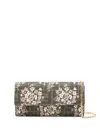 Fendi Flower Bouquet Ff Fabric Wallet Chain In Brown