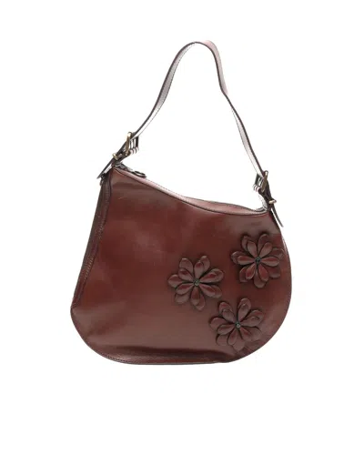 Fendi Flower Hobo Bag In Brown