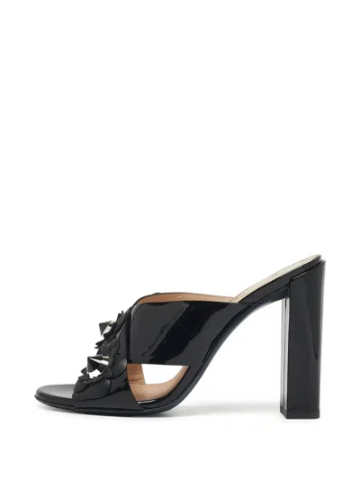 Pre-owned Fendi Flowerland Criss-cross Heeled Sandals In Black