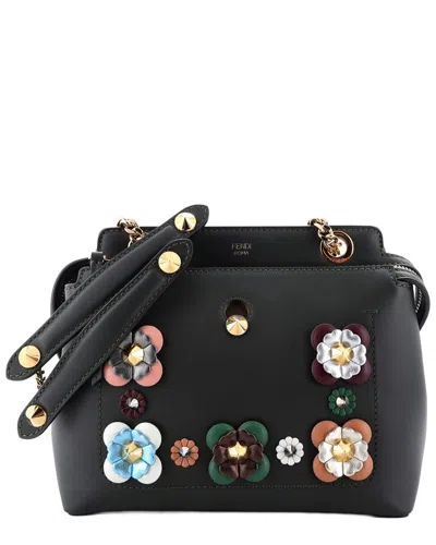Fendi Flowerland Dotcom Small Convertible Satchel (authentic Pre-loved) In Black