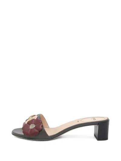 Pre-owned Fendi Flowerland Floral-detail Sandals In Grey