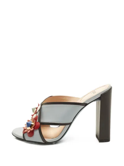 Pre-owned Fendi Flowerland Sandals In Blue