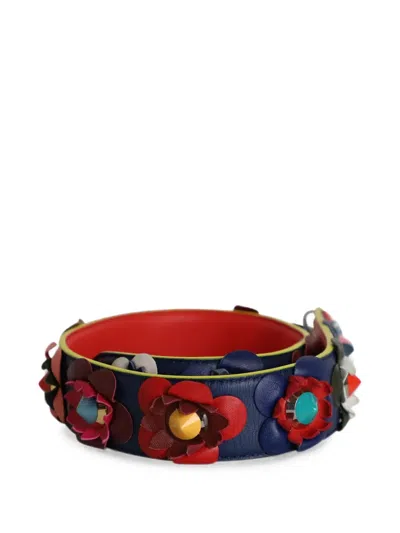 Pre-owned Fendi Flowerland Strap You Shoulder Strap In Blue