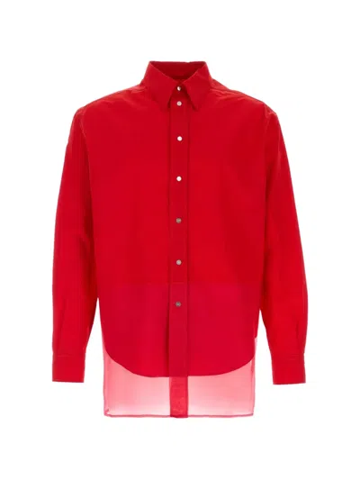 Fendi Nylon Shirt With Silk Details For Men In Red