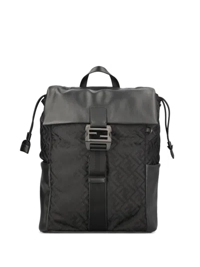 Fendi Flux Ff-pattern Backpack In Black