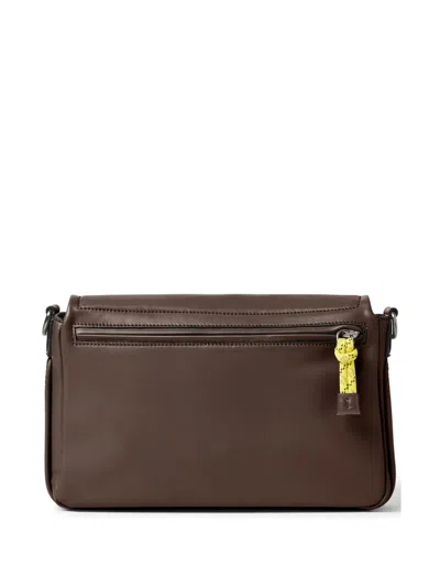 Fendi Flux Leather Messenger Bag In Brown