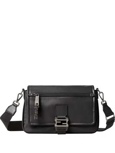 Fendi Flux Buckle-fastening Messenger Bag In Black