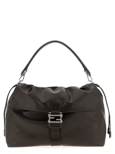 Fendi Flux Maxi Shoulder Bag In Black