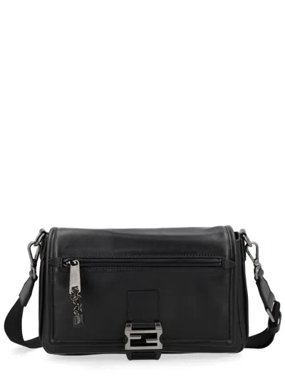 Fendi Flux Messenger Mini Crossbody Bag 16 X 27 X 6.5 Cm In Calf Leather In Blue