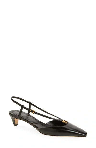 Fendi Fold Kitten Heel Slingback Pump In Nero