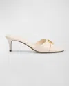 Fendi Fold Leather Kitten-heel Sandals In White