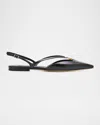 Fendi Fold Slingback Leather Flats In Black