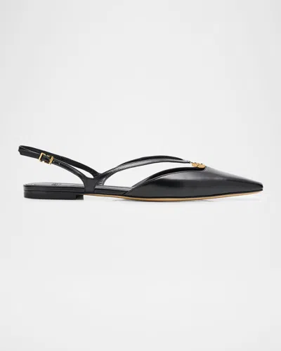 FENDI FOLD LEATHER SLINGBACK FLATS