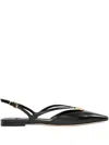 Fendi Fold Slingback Leather Flats In Black