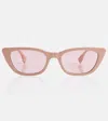 Fendi Foldable Acetate Sunglasses In Shiny Pink / Bordeaux Mirror