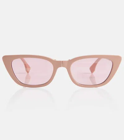 Fendi Foldable Acetate Sunglasses In Shiny Pink / Bordeaux Mirror