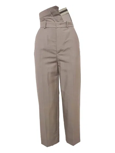 Pre-owned Fendi Folded-waist Trousers In Neutral