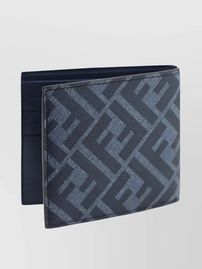 Fendi Folded Wallet With Iconic Pattern Print In Blue