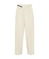 Fendi Foldover Waist Gabardine Trousers In White