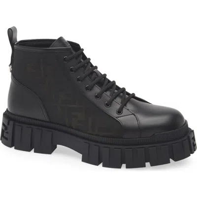Fendi Force Biker Boot In Nero Tab Nero Nero