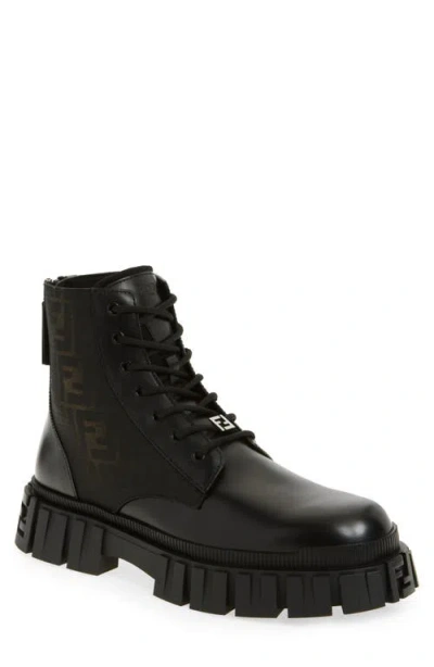 Fendi Force Biker Boot In Nero/tabbaco