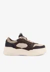 Fendi Force Leather Sneakers With Ff Jacquard And Mesh Details Shoes In Multi
