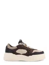 Fendi Force Leather Sneakers With Ff Jacquard And Mesh Details Shoes In Brown