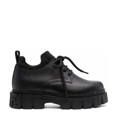Fendi Force Lugged Plain Toe Oxford Shoes In Black