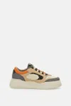 Fendi Force Leather Sneakers With Ff Jacquard And Mesh Details In Multi