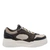 Fendi Force Leather Sneakers With Ff Jacquard And Mesh Details Shoes In Nude