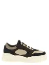 Fendi Force Leather Sneakers With Ff Jacquard And Mesh Details Shoes In Neutral