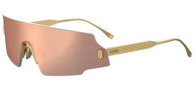 Pre-owned Fendi Forceful Ff 0440/s Rose Gold/grey Rose Gold Mirrored (000/0j) Sunglasses
