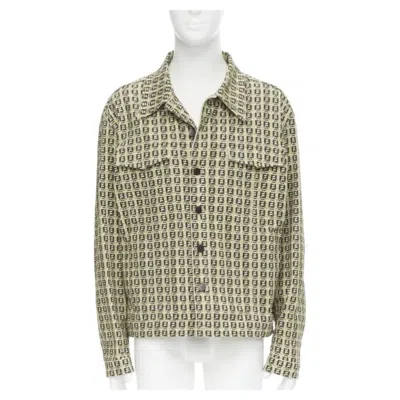 Pre-owned Fendi Forever Bamboo Ff Zucca Monogram Brown Cotton Jacket It54 Xxl