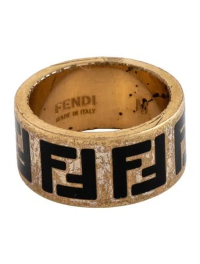 Pre-owned Fendi Forever Band Ring In Black
