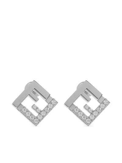 Fendi Forever Crystal-embellishment Earrings In Brown