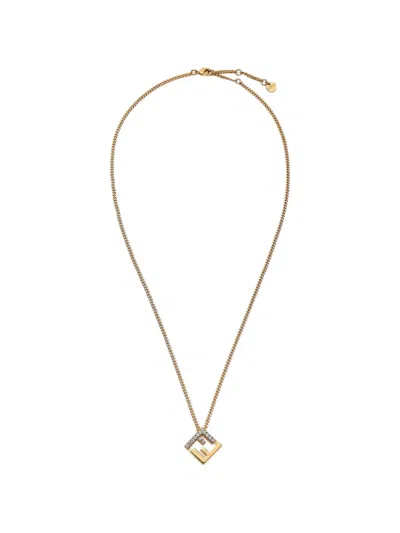 Fendi Forever Crystal-embellished Ff Motif Necklace In Gold