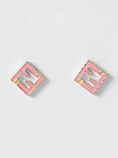 Fendi Forever Earrings In Enamelled Brass In Pink