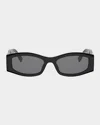 Fendi Fe40204i Rectangular Acetate Sunglasses In Black