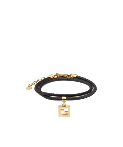 Fendi Forever Leather Bracelet In Black
