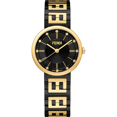 Fendi Forever  Bracelet Watch, 29mm In Yellow Gold/black
