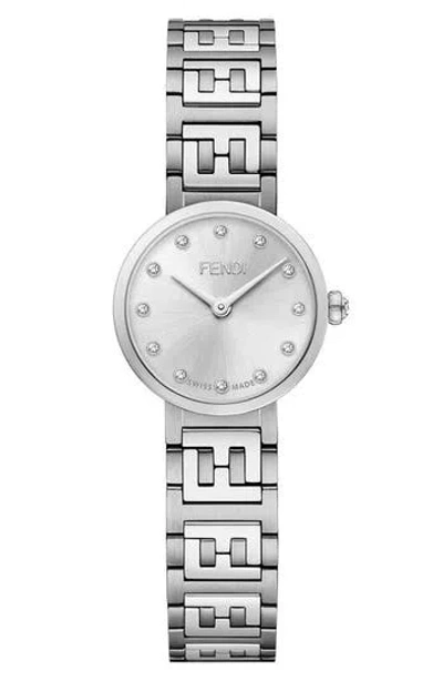 Fendi Forever  Diamond Swiss Quartz Bracelet Watch, 19mm In Silver