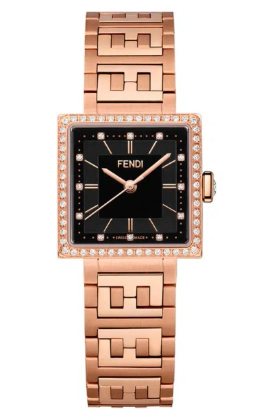 Fendi Forever  Diamond Swiss Quartz Bracelet Watch, 23mm In Rosegold