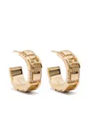 Fendi Small Hoop Earrings Embossed Ff Motif In Gold
