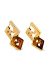 Fendi Enduring Geometric Design Earrings In Gold