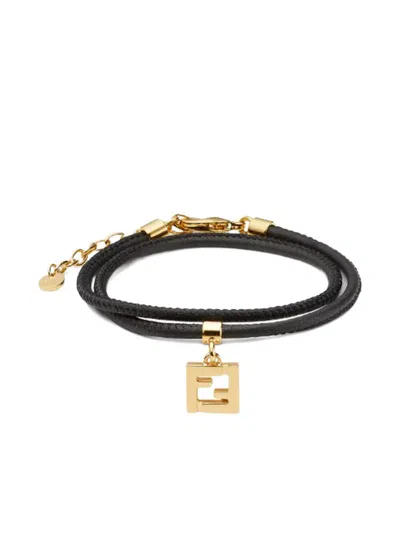 Fendi Forever  Leather Bracelet In Black