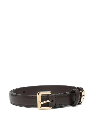 FENDI FOREVER FENDI LEATHER SLIM BELT WITH METAL TIP