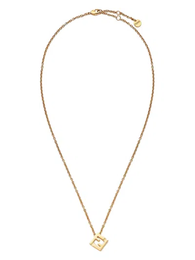 Fendi Forever  Metal Necklace With Cut-out Ff Cube Pendant