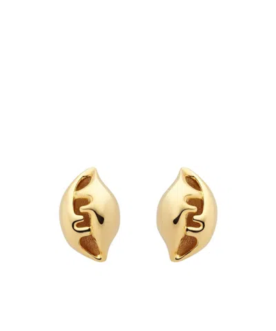 Fendi Forever  Shell Shaped Earrings In Golden