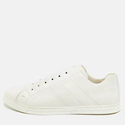 Pre-owned Fendi Forever  Size 44 White Leather Reloaded Low Top Sneakers