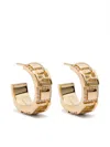 Fendi Forever Small Hoop Earrings With Embossed Ff Motif Accessories In Metallic